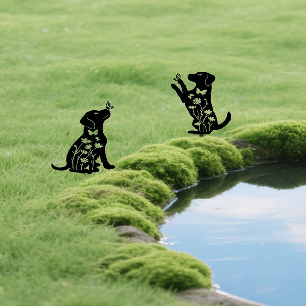 Silhouette - 2pc Adorable Puppy Garden Stakes
