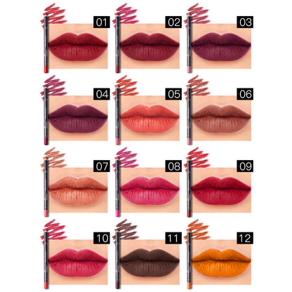 12-Color Lip Liner Pencil Set