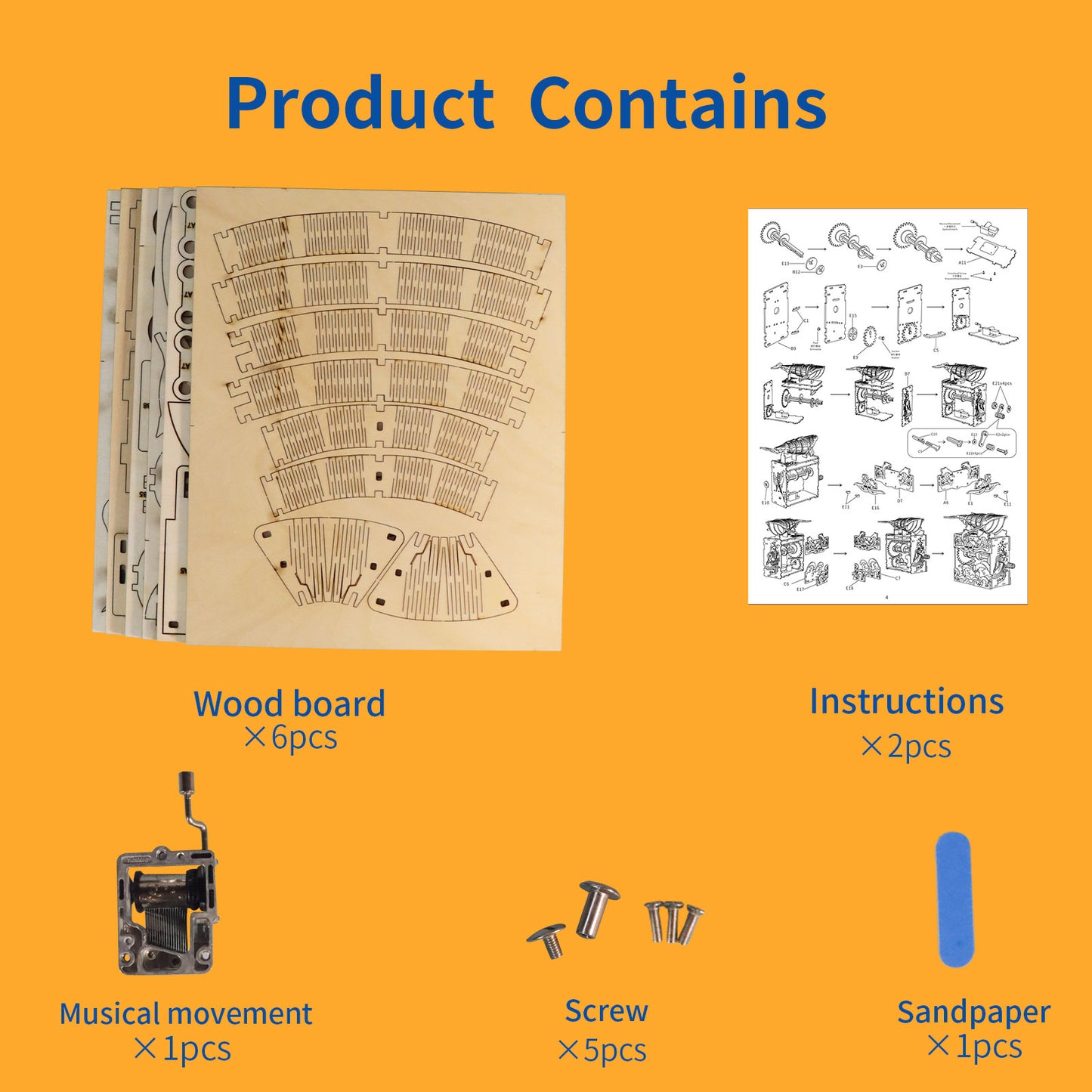 3D Wooden 100pc Whale Puzzle w/Hand Crank Musical Movement