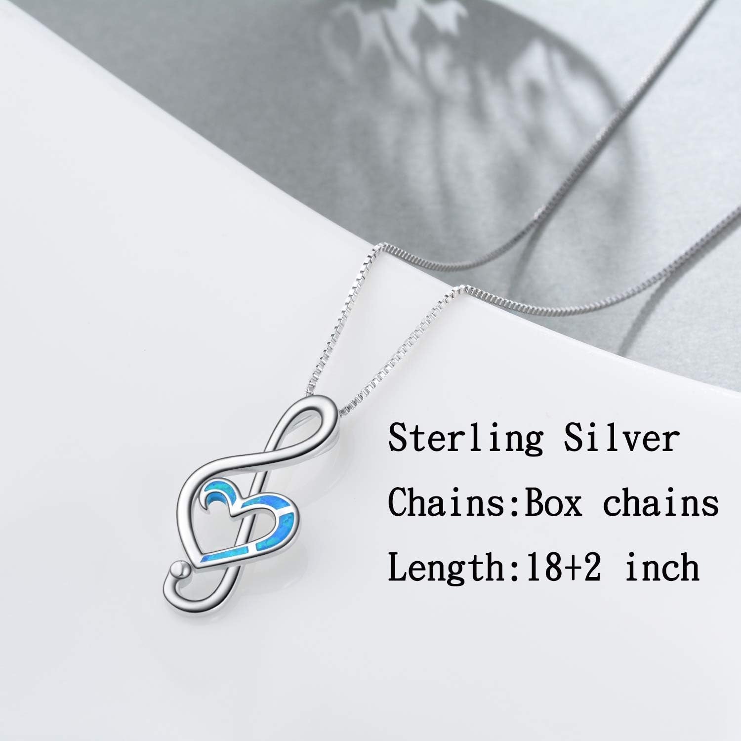 Sterling Silver Music Note Necklaces Created Opal Rose Necklace Gymnastics Jewelry Gifts for Women Teen Girls Dance Lovers Teacher