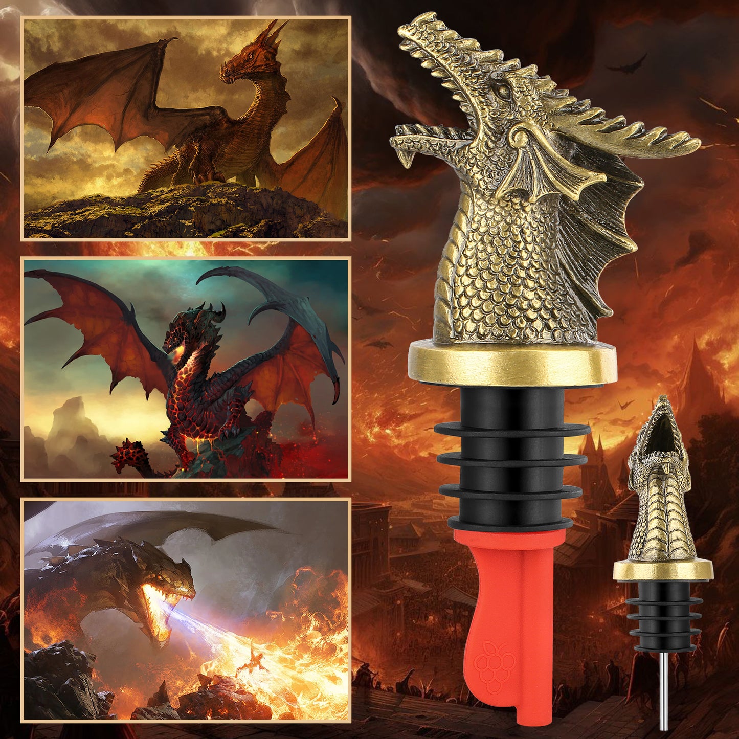 Dual Function Dragon Faucet Dispenser Bottle Stopper