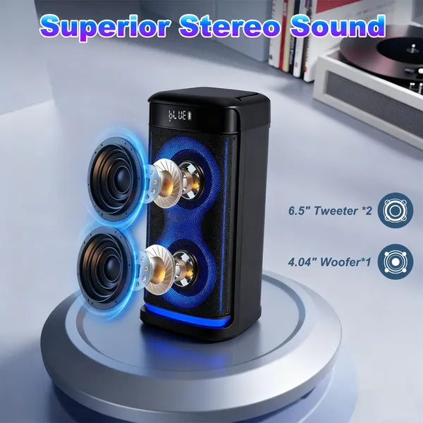 Wireless 5.0 RGB Party Speaker w/LED Lights, Mic, & Remote Control!