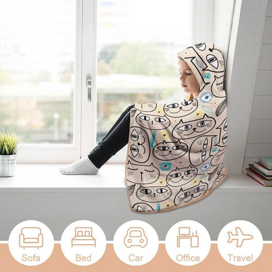 Cozie Hugs 50x60 Hooded Blanket Cat Style - Shop Jobie
