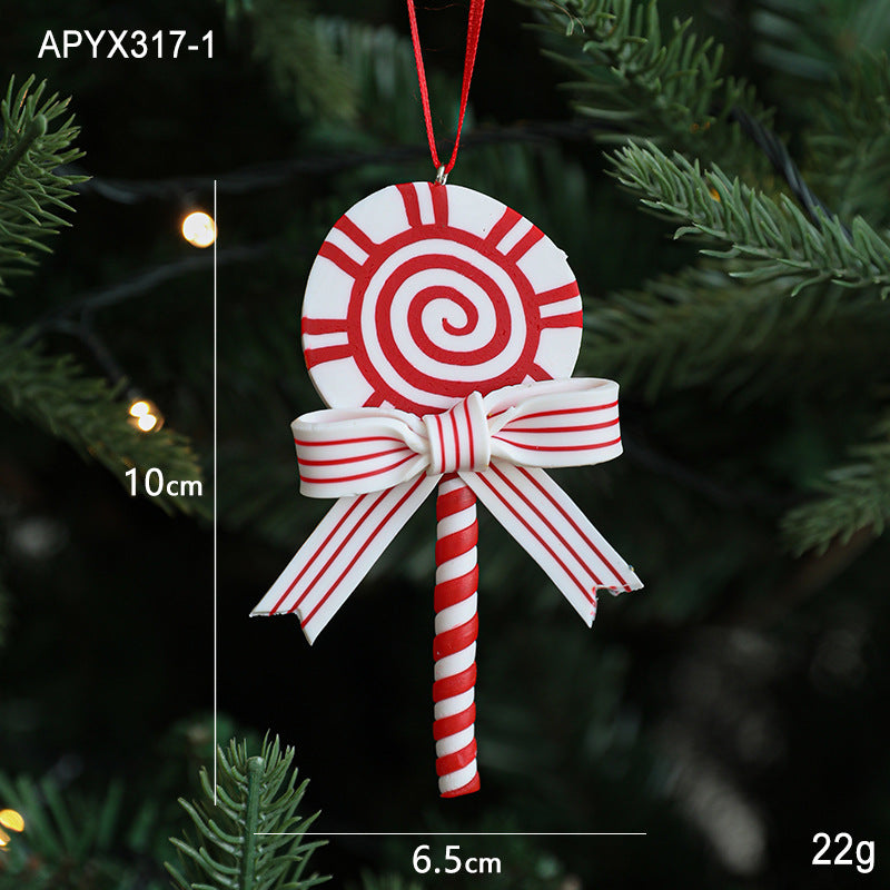 Red, White & Green Soft Ceramic Candy Ornaments Min - 2