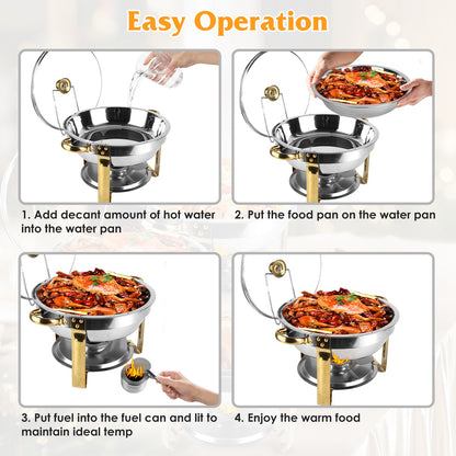 4Pc Stainless Steel Chafing Dish Serving Set
