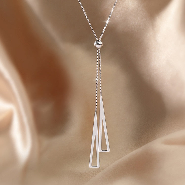 925 Sterling Silver Geometric Triangle Necklace