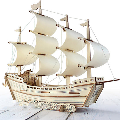 3D Wooden Puzzles - DIY Sailboat, Pirate Ship, & Castle
