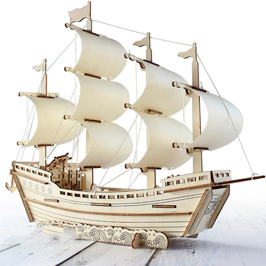 3D Wooden Puzzles - DIY Sailboat, Pirate Ship, & Castle