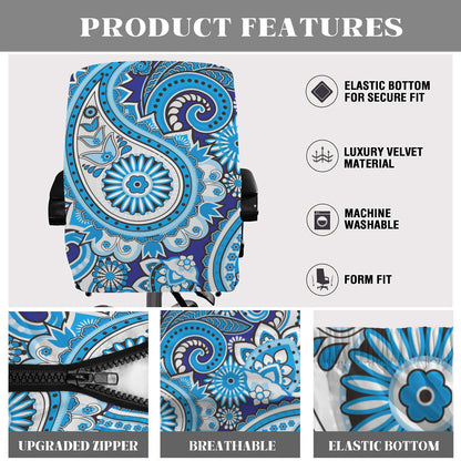 Blue Paisley Office Chair Cover