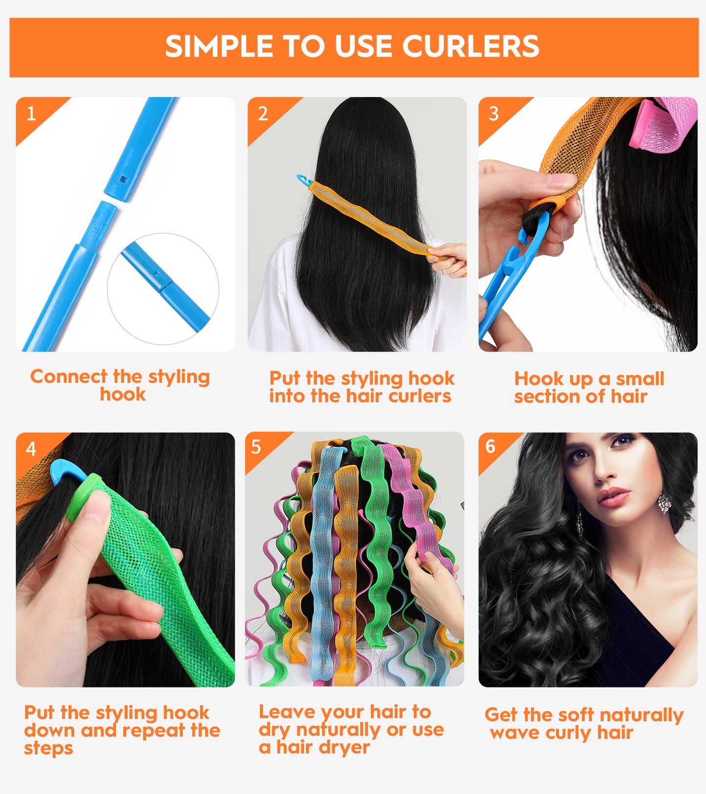 30pc Heatless Wave Curlers Kit