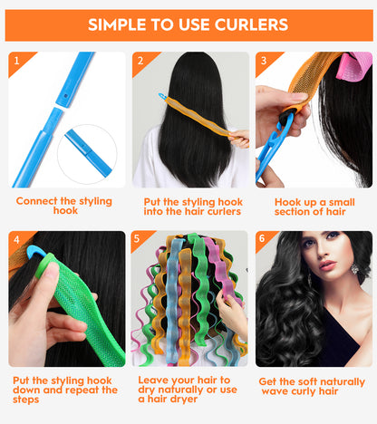30pc Heatless Wave Curlers Kit