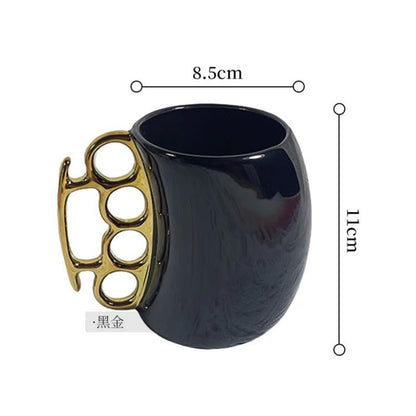 Novelty Ceramic Mug - Brass Knuckle Handle