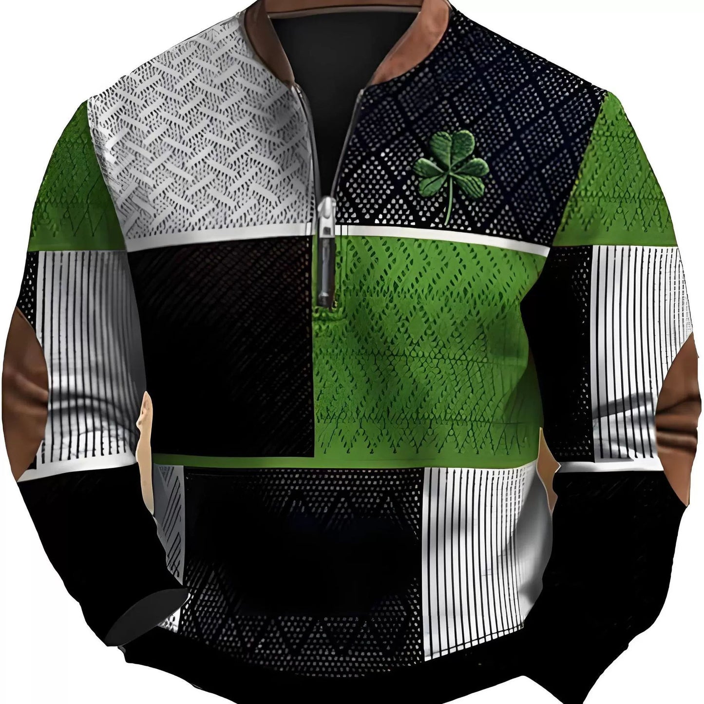 Four-Leaf Clover Patchwork 1/4 Zip Pullover
