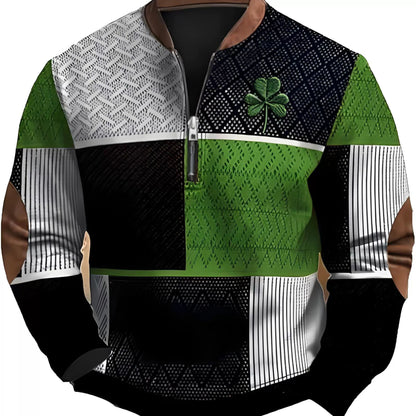 Four-Leaf Clover Patchwork 1/4 Zip Pullover