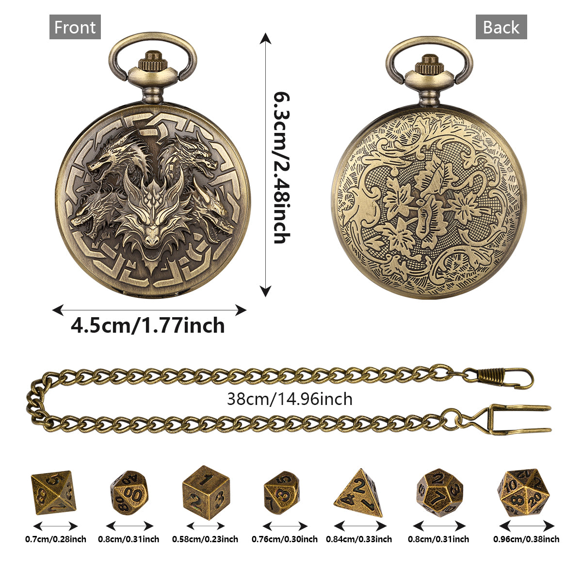 Pocket Watch Shaped Tabletop DND Game Dice Set