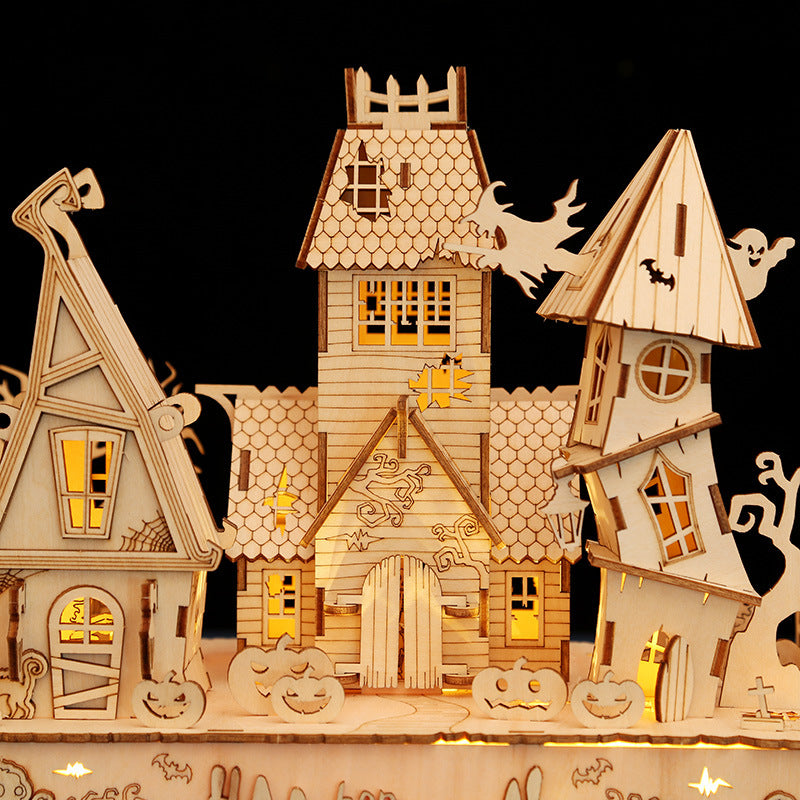 DIY Wooden 3D Whimsical Halloween House Puzzle Model