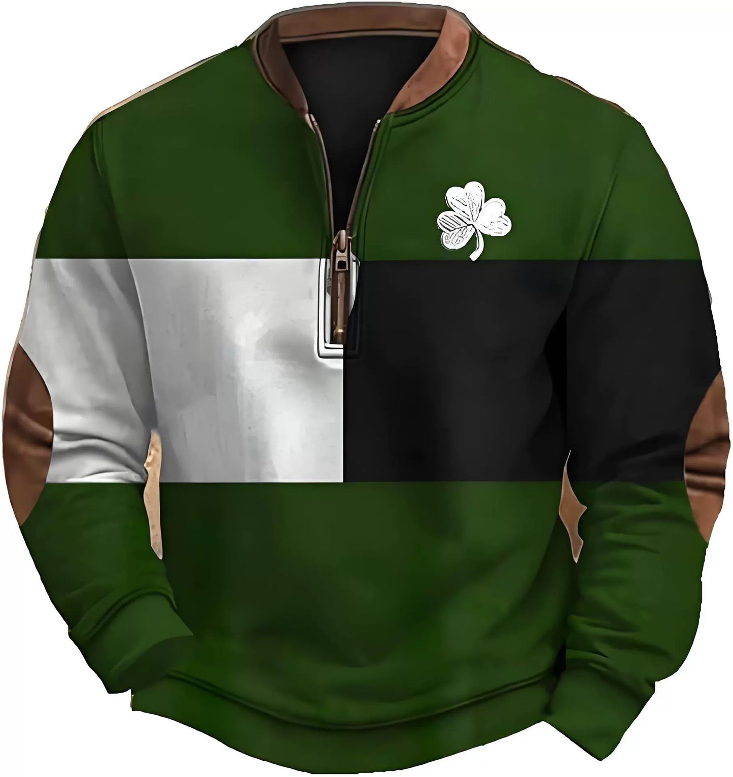 Four-Leaf Clover Patchwork 1/4 Zip Pullover
