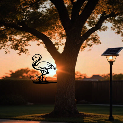 Silhouette - Flamingo Tree Hugger Yard Art