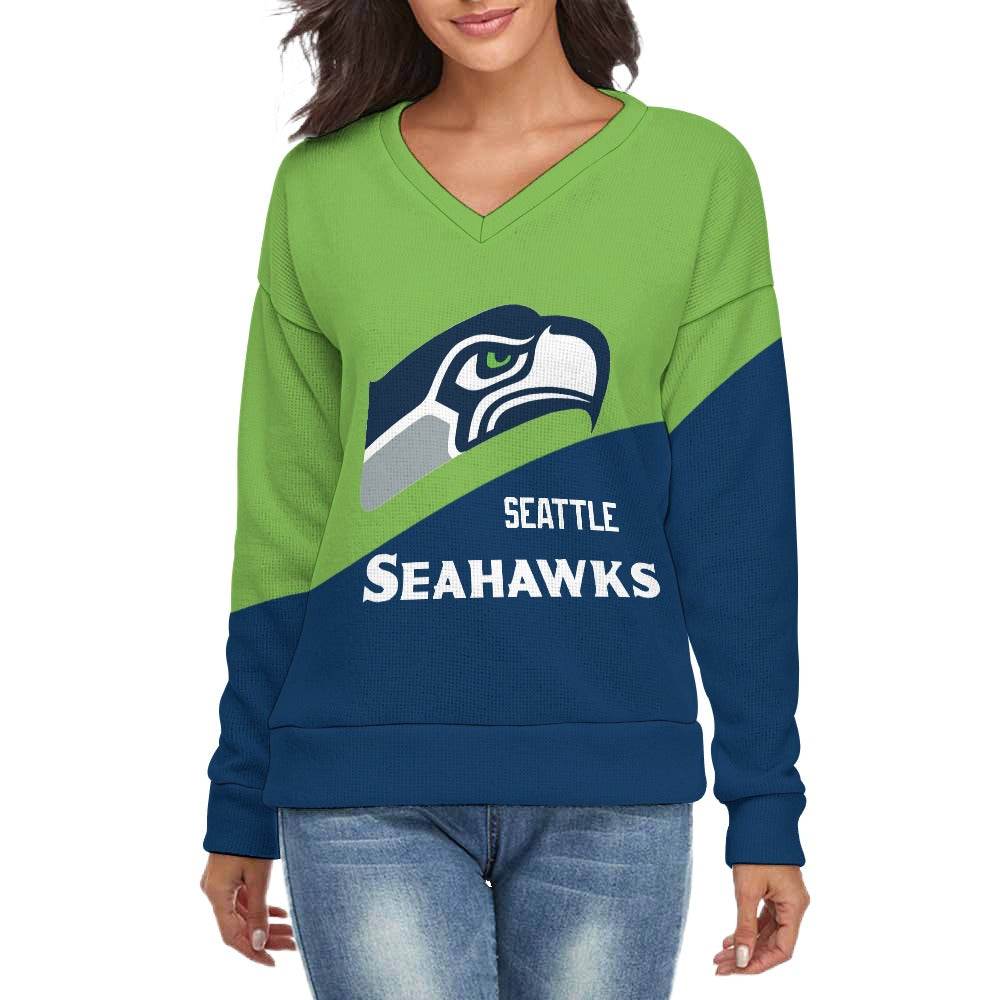 Women's V-Neck Seattle Seahawk Sweater - Shop Jobie