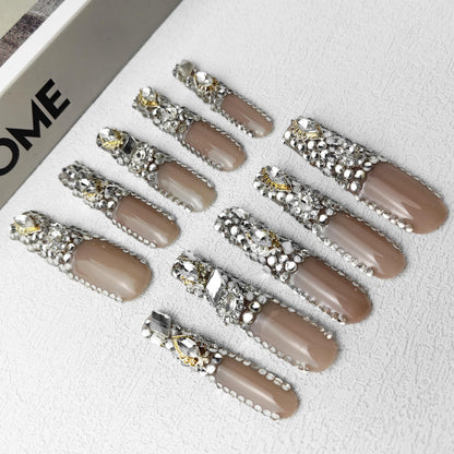 GGddsha Stunning Bling - PMMA Acrylic Press On Nails w/Glitter Rhinestone