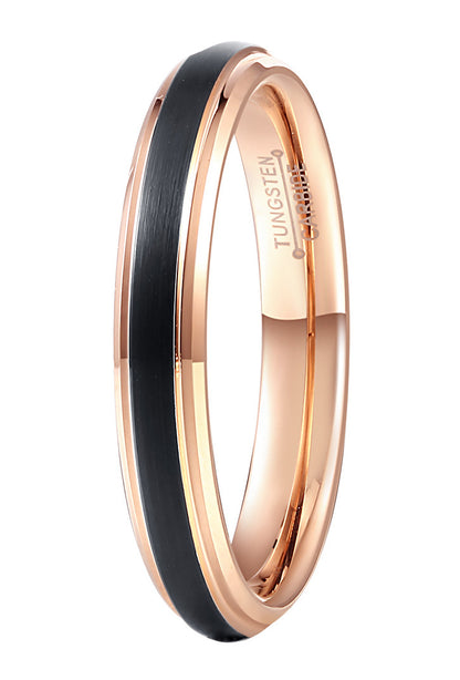 Tungsten Steel Ring w/Double Groove Rose Gold