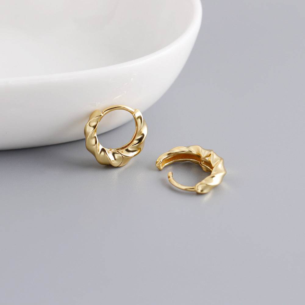Golden Circle Twisted S925 Earrings - Shop Jobie