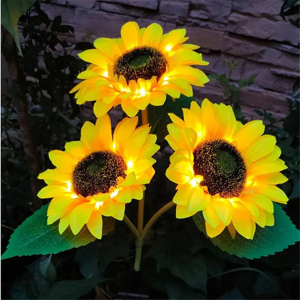 Sunflowers! Flashing Outdoor Solar Garden Stakes