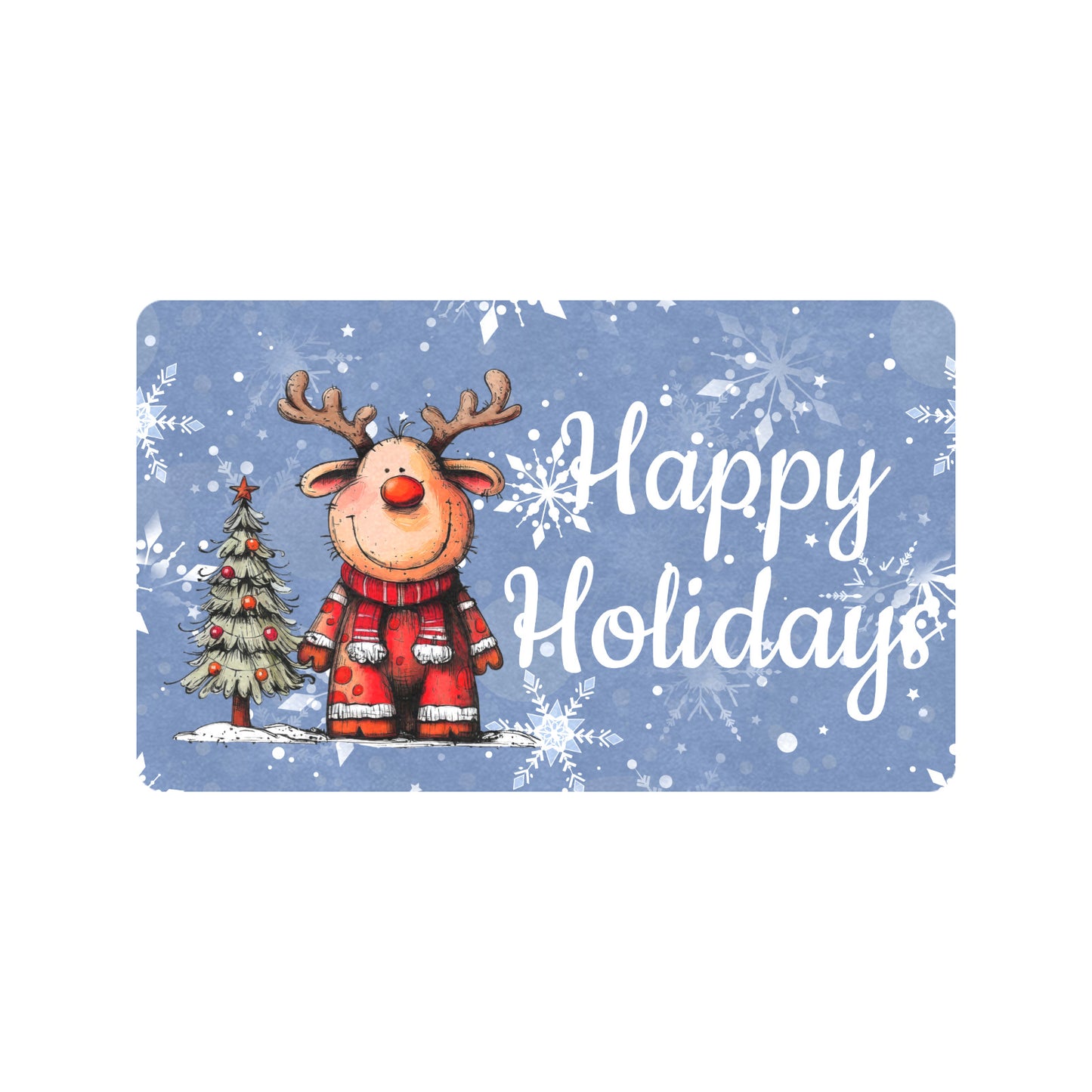 Reindeer Happy Holidays Door Mat