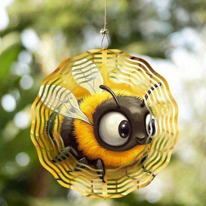 Whimsical 3D Twirling Bee-Spinner Wind Chime