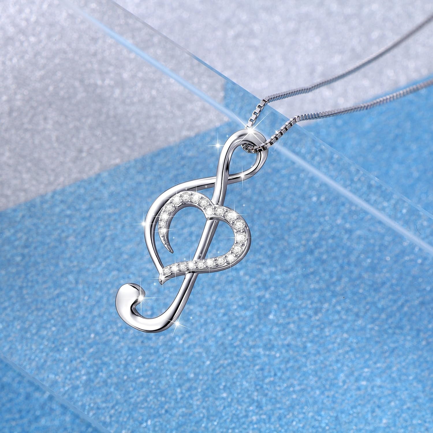 Musical Note Necklace Pendant 925 Sterling Silver Treble Clef Music Jewelry Guitar Necklace Piano Necklace for Women Music Lover