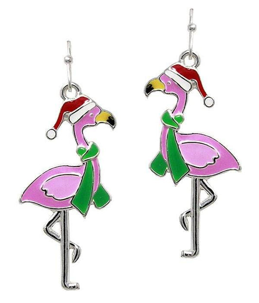 Santa Hat Flamingo Drop Earrings - Shop Jobie