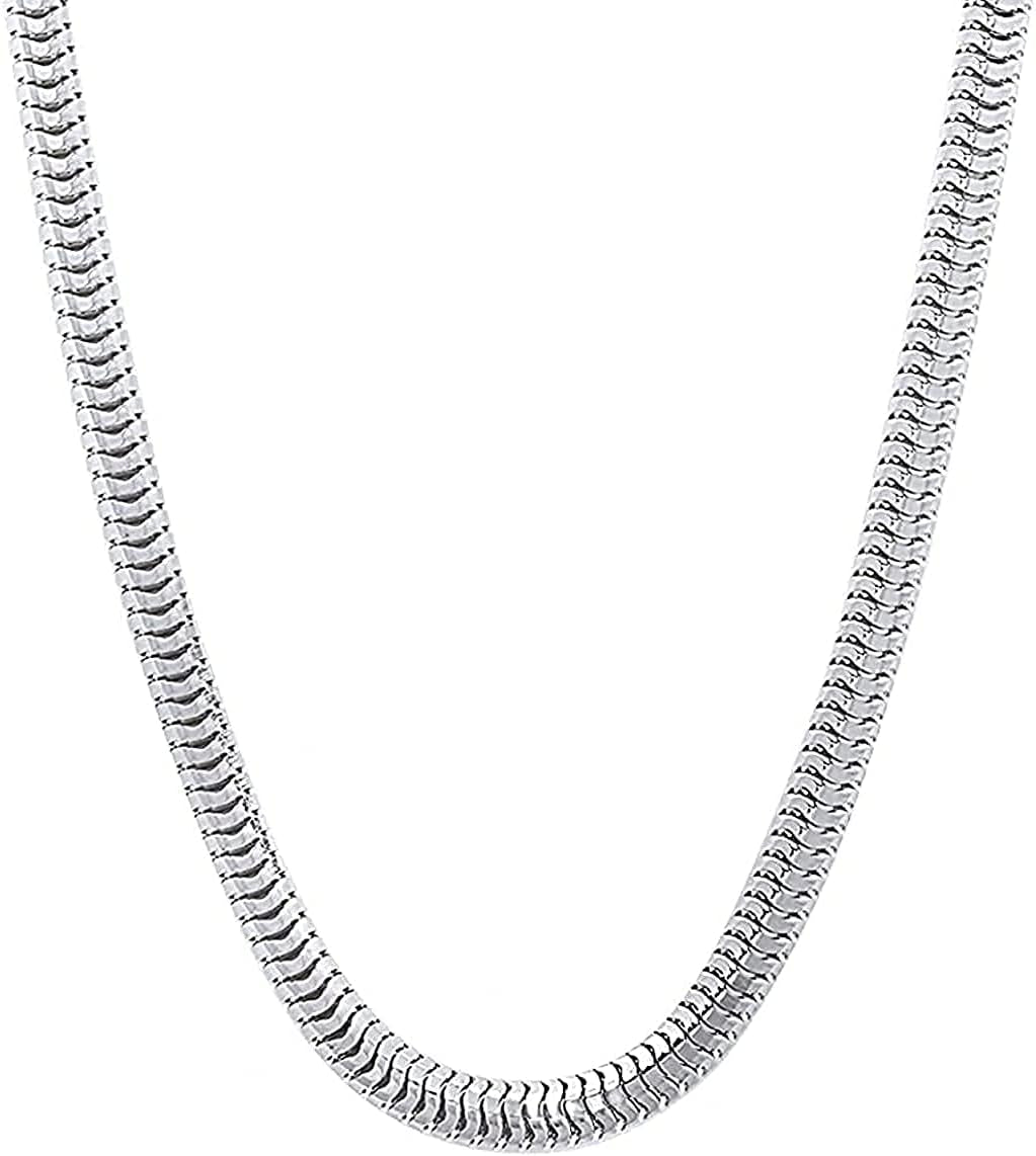 925 Sterling Silver 4Mm Solid Italian round Diamond Cut Flexible Snake Chain Necklace with Gift Box for Men & Women - Made in Italy