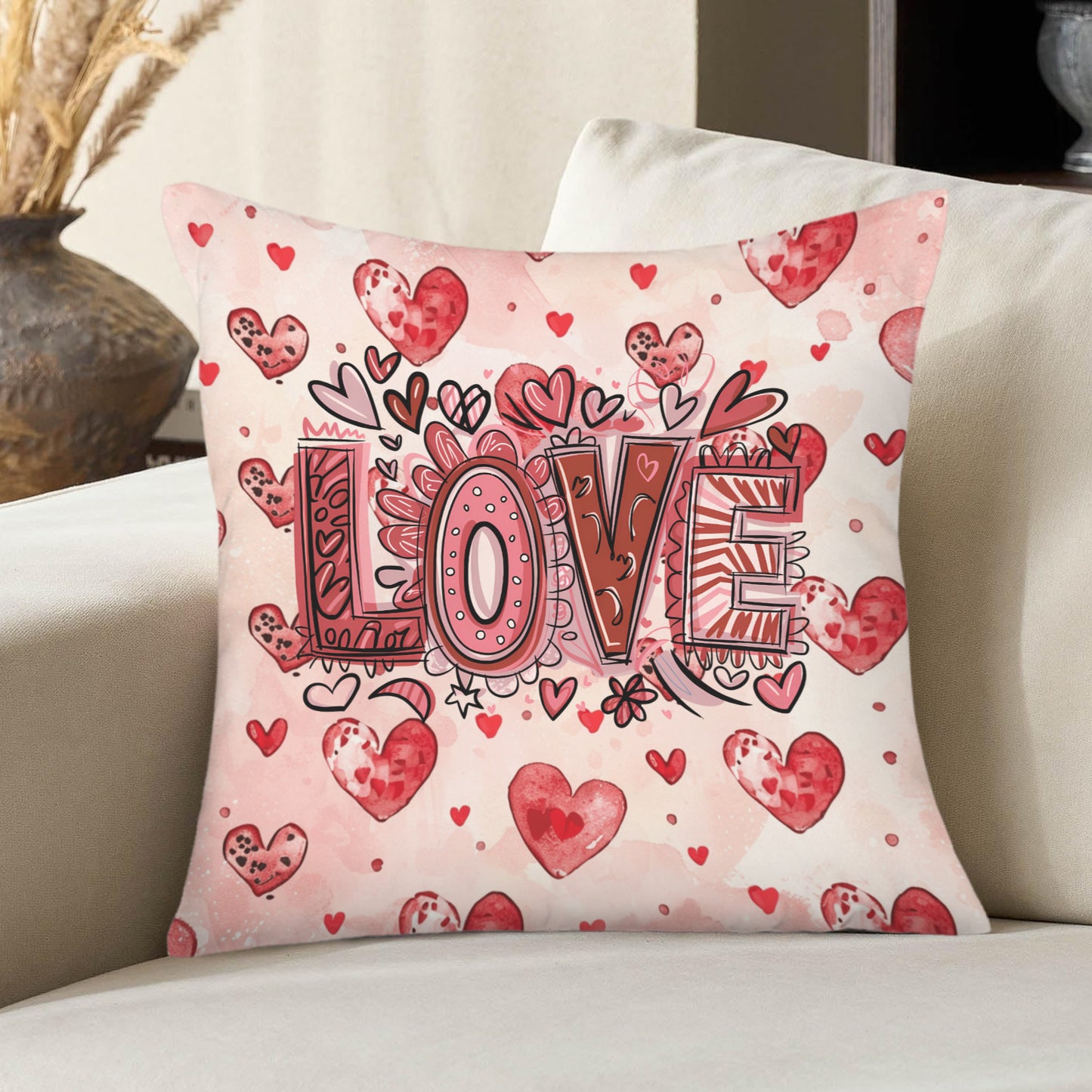 Hearts & Love Valentine Pillow Cover