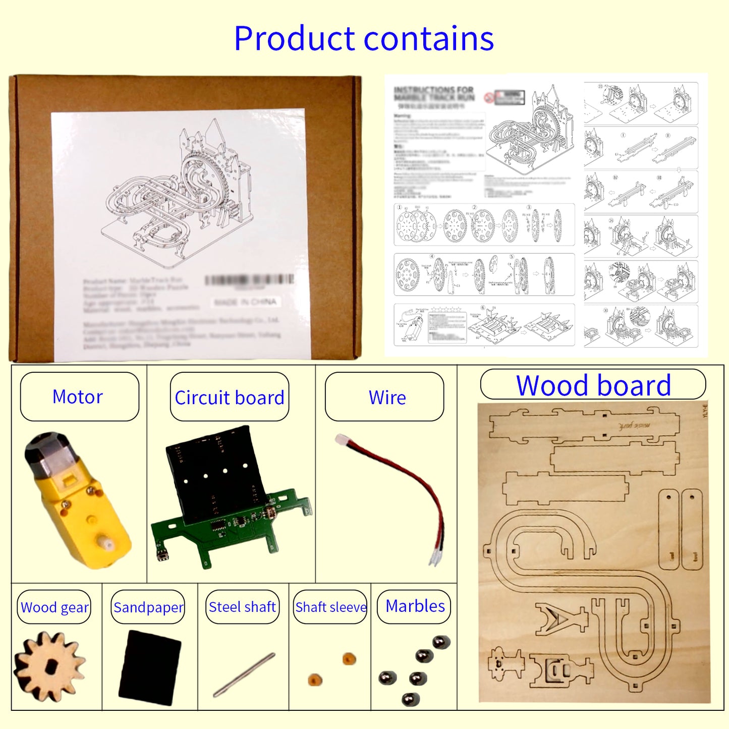 3D Wooden Model  Puzzles Kits - Music Park Electric Marble Run