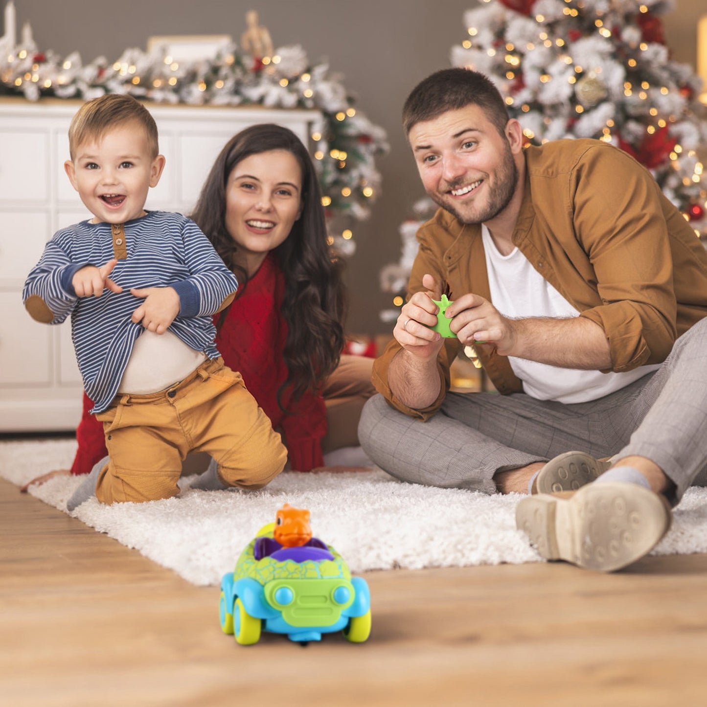 2-pk Dinosaur RC Car Set w/Lights + Music