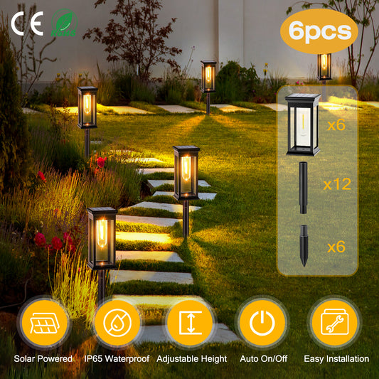 6pc Pathway Solar Powered Stake Lights
