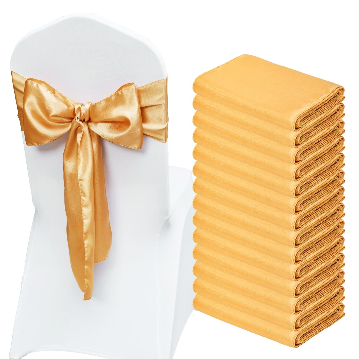 Banquet Chair Sashes - Gold Satin Bands 50pcs