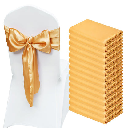 Banquet Chair Sashes - Gold Satin Bands 50pcs