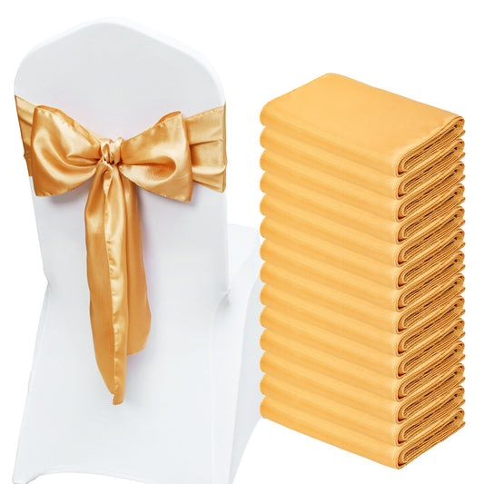 Banquet Chair Sashes - Gold Satin Bands 50pcs