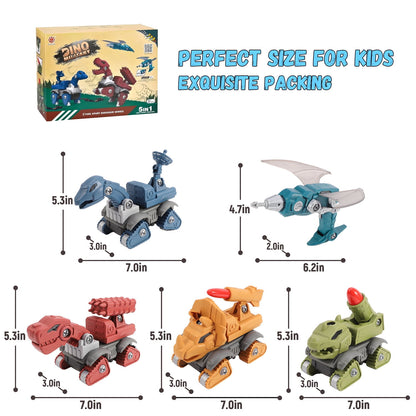 5-Pack Take-Apart Dinosaur STEM Toy Set