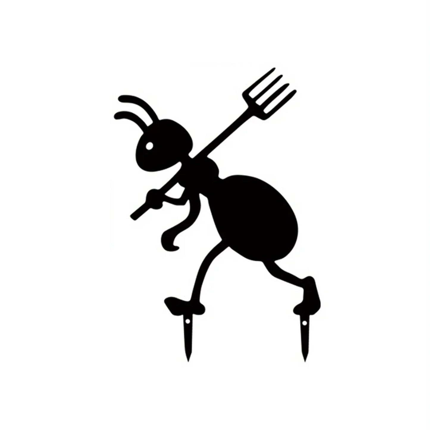 Silhouette -  Iron Ant & Pitchfork Garden Stake