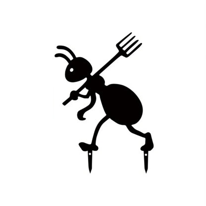 Silhouette -  Iron Ant & Pitchfork Garden Stake