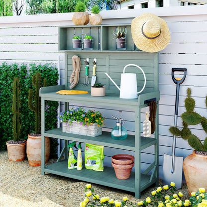 65" Large Wooden Farmhouse Potting Bench