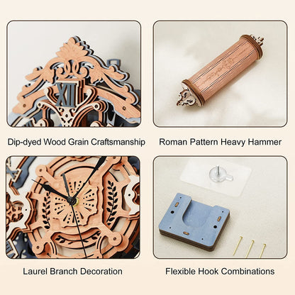 3D Wooden Puzzle DIY Kits -  Romantic Note Pendulum Wall Clock