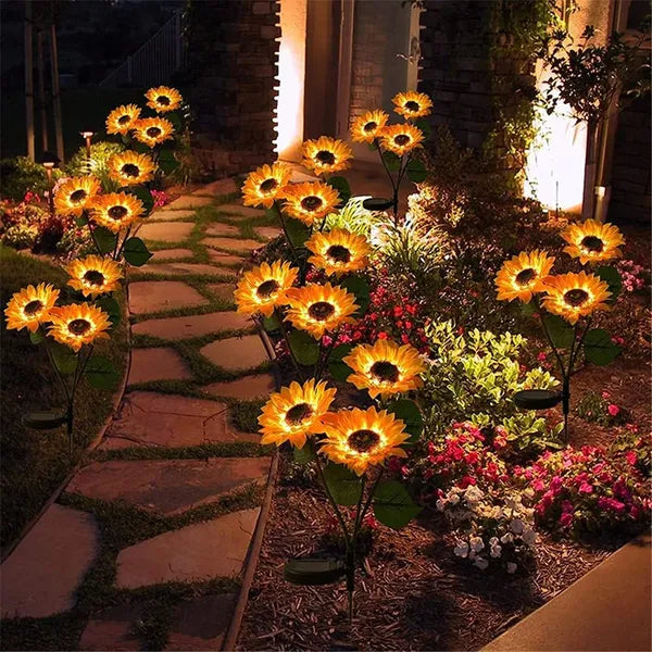 Sunflowers! Flashing Outdoor Solar Garden Stakes