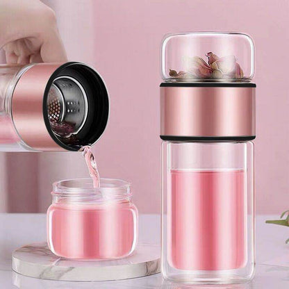 420ML Double Layer Water Tea Infuser Tumbler - Shop Jobie