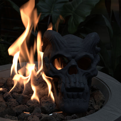 Fireproof Horned Skull Gas Log