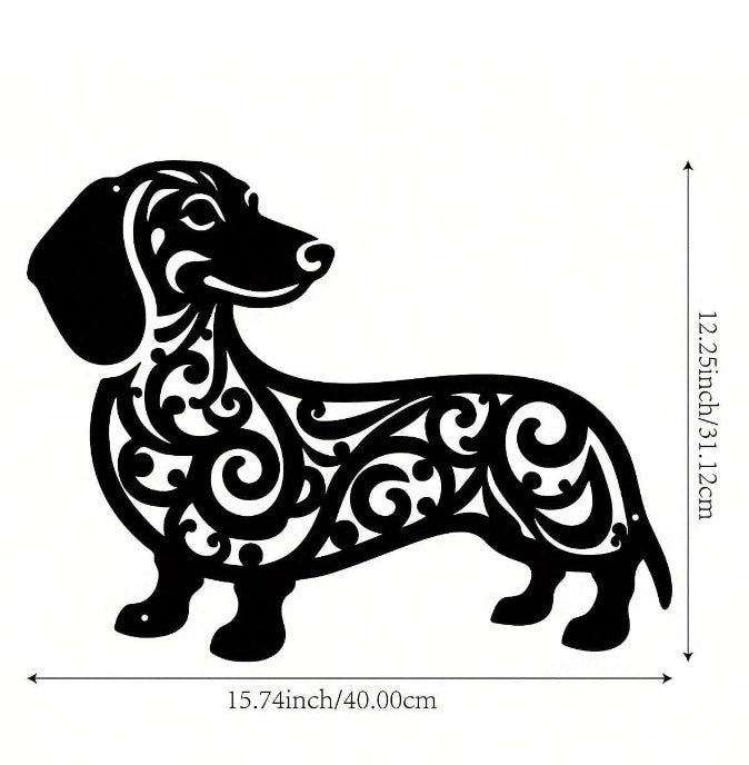 Silhouette - Dachshund Dog Metal Wall Art