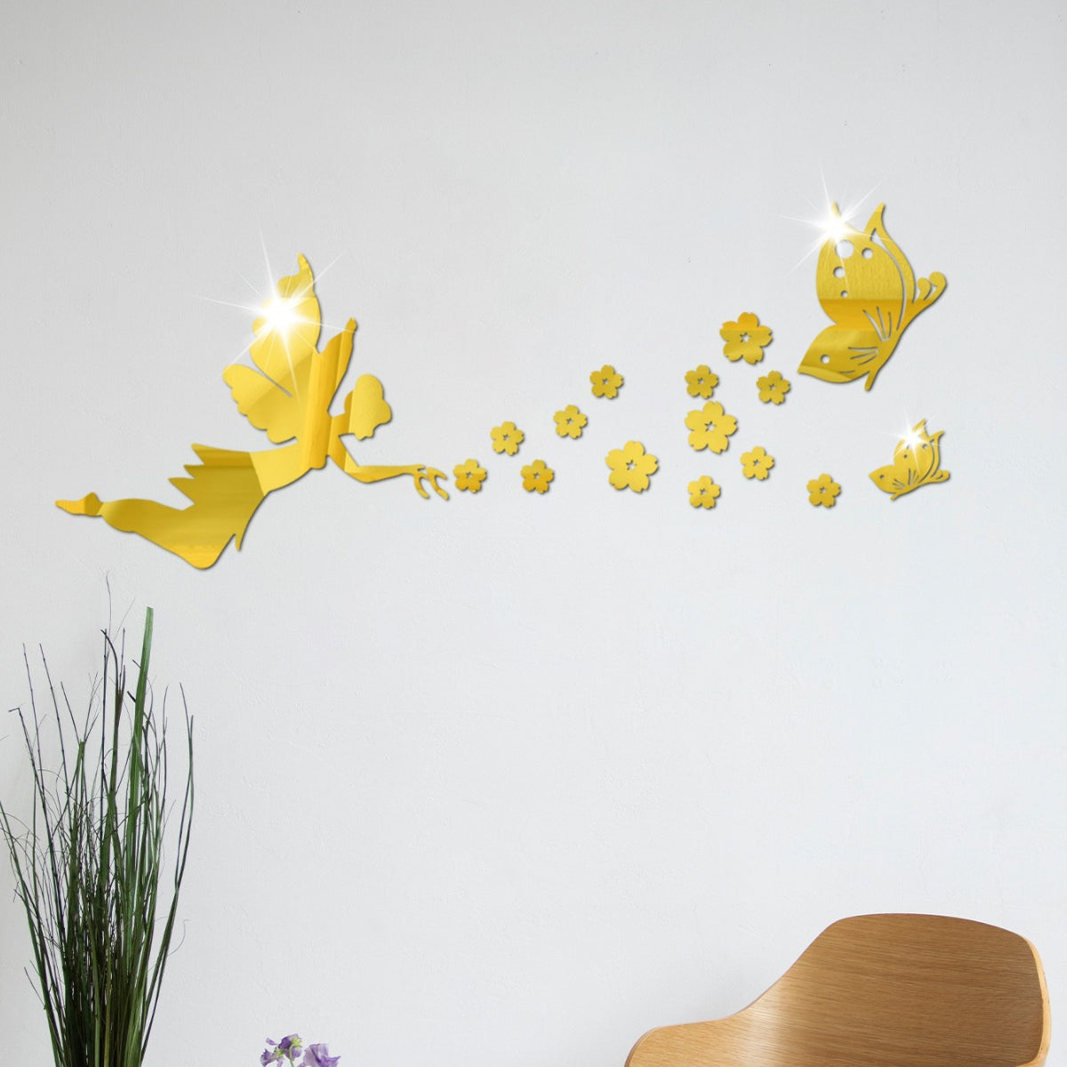 DIY Flying Fairy Mirror Wall Stickers