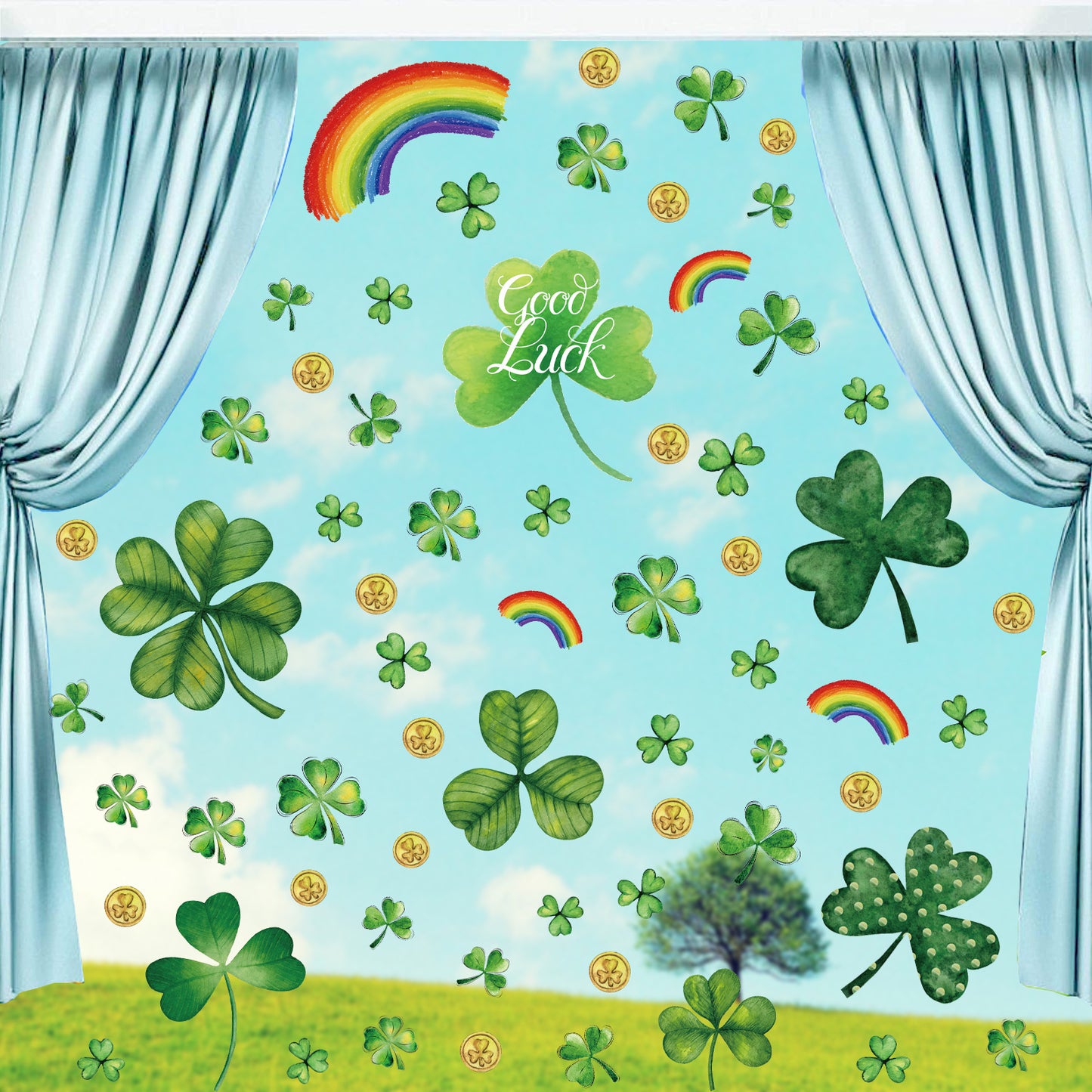 St. Patrick's Day Clover Window Stickers